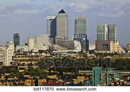 Stock Image - London Skyline at Canary Wharf. Fotosearch