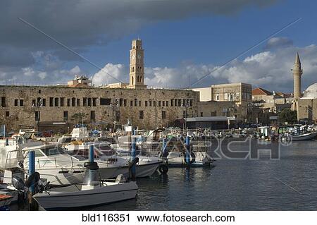 Stock Image - Modern Boats In Ancient Marina. Fotosearch