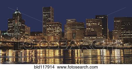 Night view of the downtown business district View Large Photo Image Picture - Night view of the downtown business district . Fotosearch