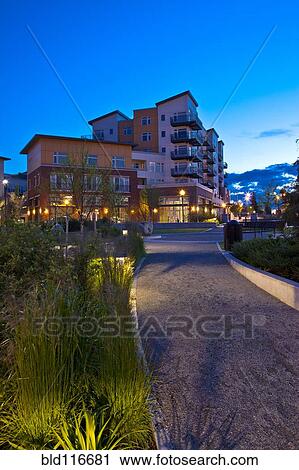 Office and Apartment Building at Night View Large Photo Image Stock Image - Office and Apartment Building at Night. Fotosearch