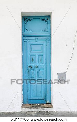 Old Blue Door on White Wall View Large Photo Image Stock Image - Old Blue Door on White Wall. Fotosearch