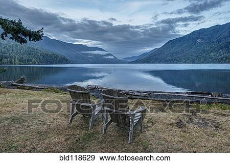 Stock Photo - Olympic National park, Crescent Lake Lodge. Fotosearch