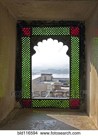 Open Stained Glass Window in City Palace View Large Photo Image Picture - Open Stained Glass Window in City Palace. Fotosearch