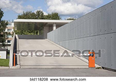 Parking Lot Entrance Ramp View Large Photo Image Stock Photo - Parking Lot Entrance Ramp. Fotosearch
