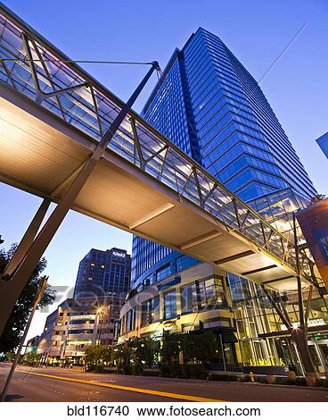 Pedestrian Sky Bridge At Sunrise View Large Photo Image Stock Image - Pedestrian Sky Bridge At Sunrise. Fotosearch