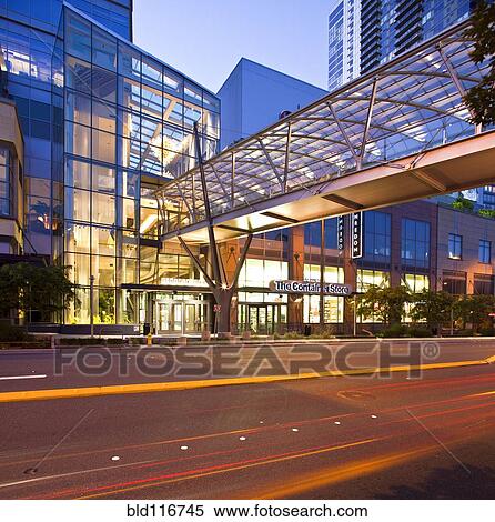 Pedestrian Sky Bridge At Sunrise View Large Photo Image Stock Photography - Pedestrian Sky Bridge At Sunrise. Fotosearch