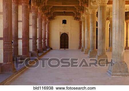 Stock Photo - Pillars in Amber Fort. Fotosearch