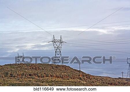 Power Pylons and Lines View Large Photo Image Stock Photo - Power Pylons and Lines. Fotosearch