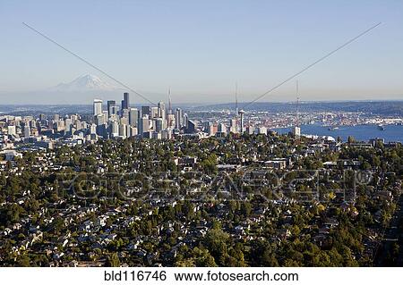 Seattle Seen Beyond Queen Anne Hill View Large Photo Image Stock Photograph - Seattle Seen Beyond Queen Anne Hill. Fotosearch