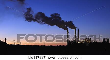 Smokestacks Billowing Smoke At Night View Large Photo Image Stock Photo - Smokestacks Billowing Smoke At Night. Fotosearch