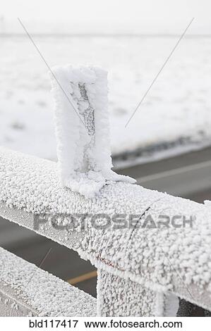 Snow on Bridge Railing View Large Photo Image Stock Photo - Snow on Bridge Railing. Fotosearch