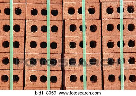 Stock Photo - Stack of Red Bricks Bound Together. Fotosearch