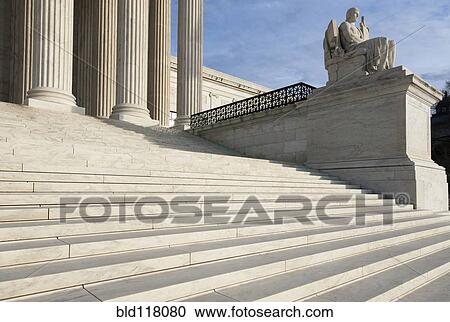 Stock Image - Steps and Statue of the Supreme Court Building. Fotosearch