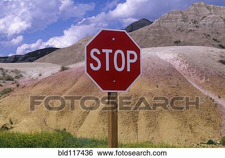 Stop Sign in South Dakota Badlands View Large Photo Image Stock Photograph - Stop Sign in South Dakota Badlands. Fotosearch