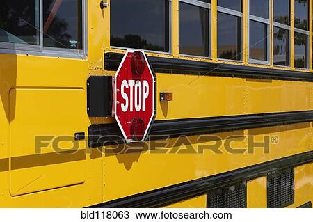 Stock Image - Stop Sign on a School Bus. Fotosearch