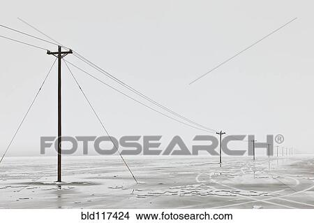 Telephone Poles in Bleak Winter Landscape View Large Photo Image Picture - Telephone Poles in Bleak Winter Landscape. Fotosearch