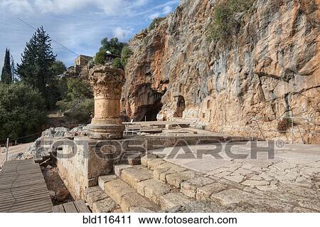 Stock Image - Temple god Pan Banias River. Fotosearch
