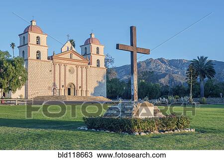 The historic buildings of Mission Santa Barbara View Large Photo Image Stock Image - The historic buildings of Mission Santa Barbara. Fotosearch