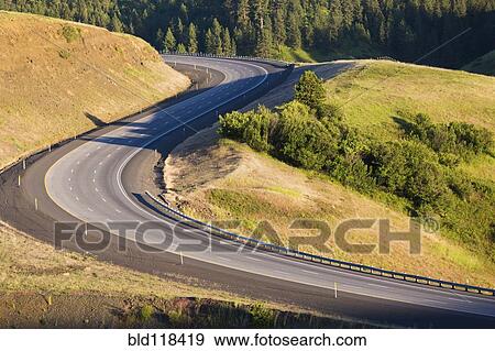 Stock Photo - The landscape around the Interstate I-84 near Pendleton, Oregon. Fotosearch