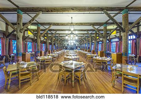 Stock Photo - The lobby of the Paradise Inn in Mount Rainier national park. Fotosearch