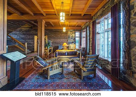 Stock Photography - The lobby of the Paradise Inn in Mount Rainier national park. Fotosearch