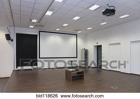 Stock Photograph - The main building of the Toravere Observatory, the interior, empty rooms corridors. Fotosearch