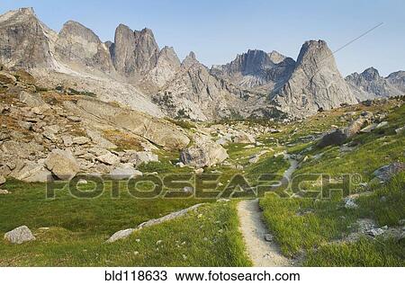 Stock Image - The trail overlooking the Cirque of the Towers, Popo Agie Wilderness. Fotosearch