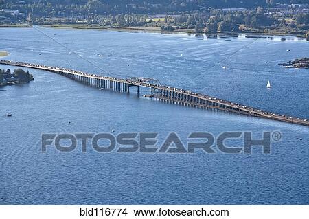 Traffic on a Floating Bridge View Large Photo Image Picture - Traffic on a Floating Bridge. Fotosearch