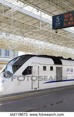 Train platform and a high speed train at the Beijing North Railway Station in China View Large Photo Image Stock Image - Train platform and a high speed train at the Beijing North Railway Station in China. Fotosearch