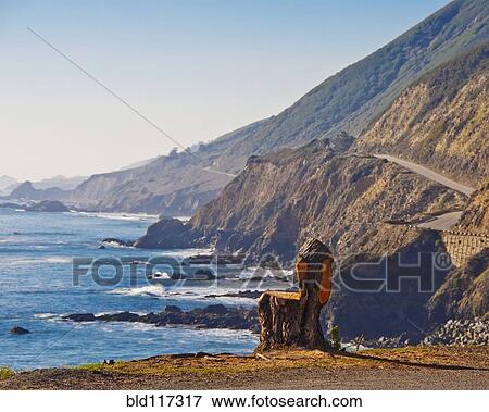 Tree Carved Chair Overlooking Beach View Large Photo Image Stock Photo - Tree Carved Chair Overlooking Beach. Fotosearch