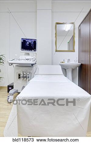 Ultrasound test computer equipment, a computer monitor screen, and a treatment bed View Large Photo Image Stock Image - Ultrasound test computer equipment, a computer monitor screen, and a treatment bed. Fotosearch