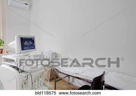 Ultrasound test computer equipment, a computer monitor screen, and a treatment bed View Large Photo Image Stock Photography - Ultrasound test computer equipment, a computer monitor screen, and a treatment bed. Fotosearch