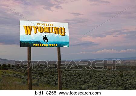 Stock Photo - Welcome to Wyoming Sign. Fotosearch