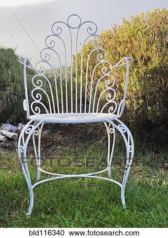 White Metal Garden Chair View Large Photo Image Stock Image - White Metal Garden Chair. Fotosearch