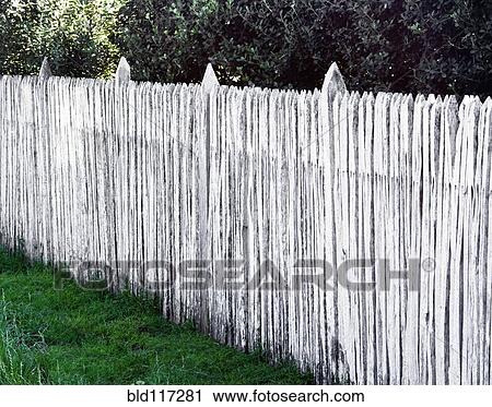 White Wooden Picket Fence View Large Photo Image Stock Image - White Wooden Picket Fence. Fotosearch