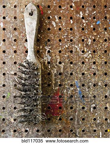 Wire Brush Hanging On a Pegboard View Large Photo Image Stock Photography - Wire Brush Hanging On a Pegboard. Fotosearch