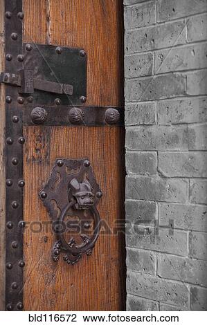 Wooden Door With Ornate Door Knocker View Large Photo Image Stock Image - Wooden Door With Ornate Door Knocker. Fotosearch