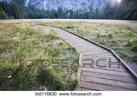 Stock Image - Wooden Footpath. Fotosearch