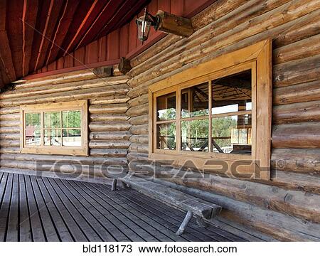 Stock Image - Wooden Porch at a Resort. Fotosearch