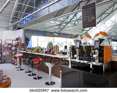 Stock Photo - A long bar counter and coffee shop. Fotosearch