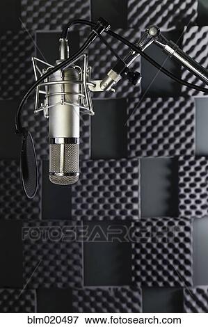 A professional microphone in a home recording studio with sound proof walls View Large Photo Image Stock Photo - A professional microphone in a home recording studio with sound proof walls. Fotosearch