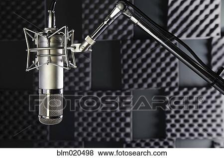 A professional microphone in a home recording studio with sound proof walls View Large Photo Image Stock Photo - A professional microphone in a home recording studio with sound proof walls. Fotosearch