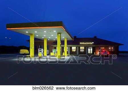 A roadside garage at night View Large Photo Image Stock Image - A roadside garage at night. Fotosearch