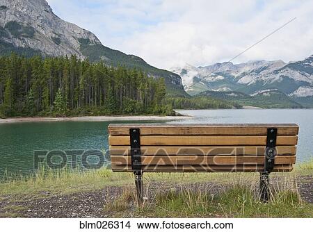 Picture - A wooden bench seat . Fotosearch