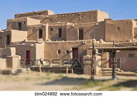 Stock Image - Adobe Buildings of Taos. Fotosearch