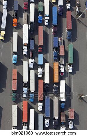 Aerial View of Semi Trucks at a Port View Large Photo Image Stock Image - Aerial View of Semi Trucks at a Port. Fotosearch