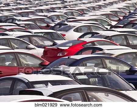 Automobiles in a Parking Lot View Large Photo Image Stock Photo - Automobiles in a Parking Lot. Fotosearch