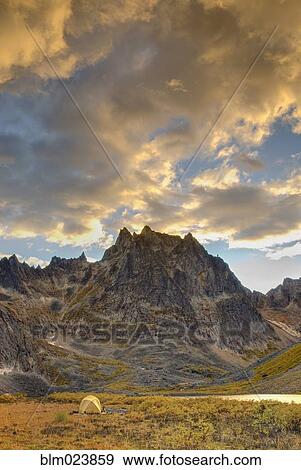 Stock Photo - Backcountry camp at Grizzly Lake . Fotosearch