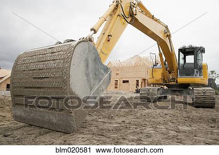 Backhoe on Construction Site View Large Photo Image Stock Image - Backhoe on Construction Site. Fotosearch