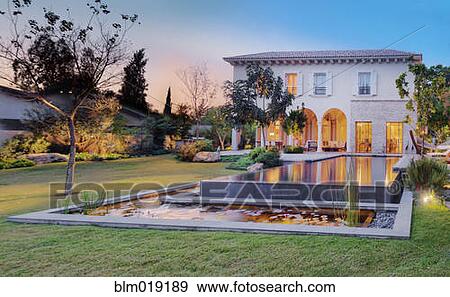 Backyard Of Upscale Residence View Large Photo Image Stock Photo - Backyard Of Upscale Residence. Fotosearch